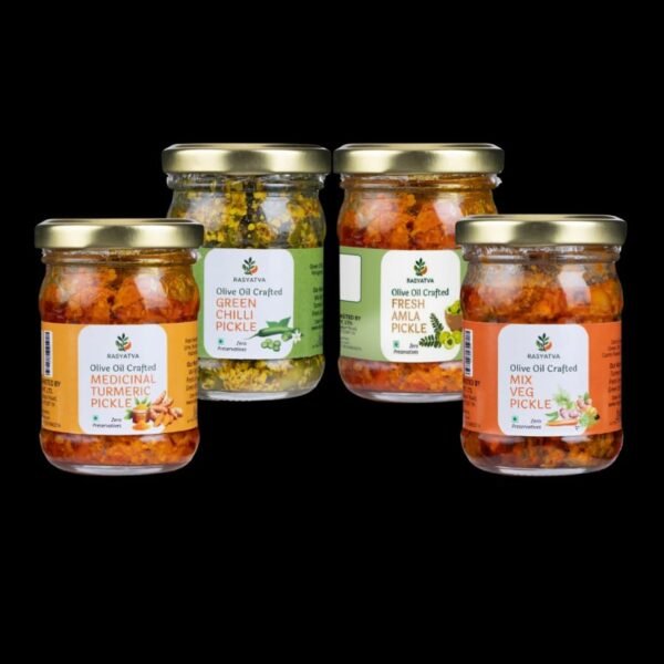 Green Chili + Medicinal Turmeric + Mix Veg + Amla Pickle - Combo Pack