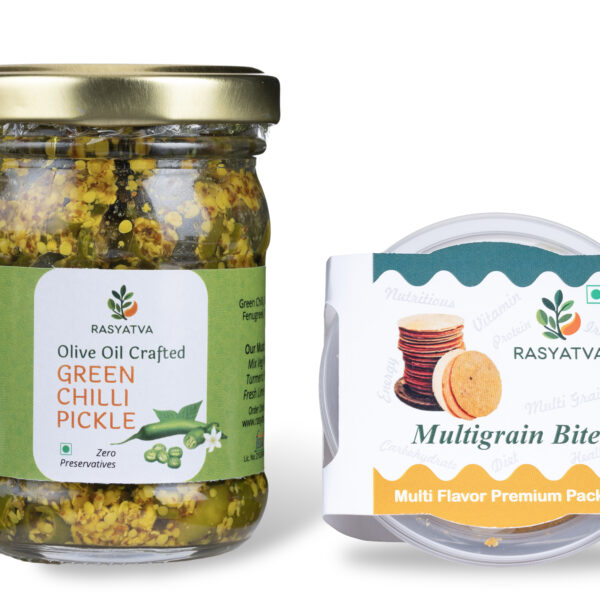 Green Chili Pickle + Multigrain Bites